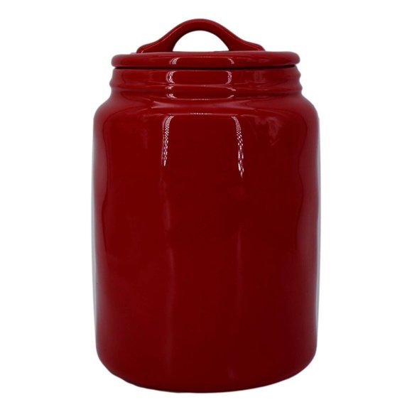 Magenta Rae Dunn Canister Deck The Paws Christmas Cat Dog Treats Holder Red New - Picture 2 of 4